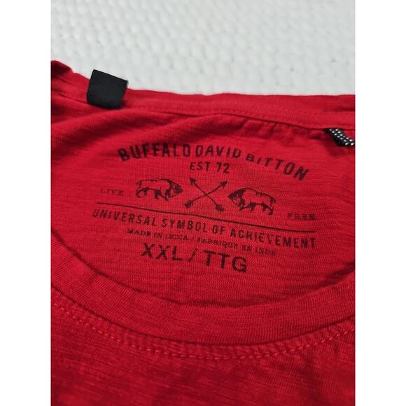 Buffalo David Bitton Shirt Mens 2X Red Short Sleeve Crew Neck - Picture 4 of 7